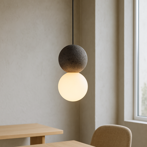 Textured Cement and Glass Pendant Light for Kitchen Island Lighting