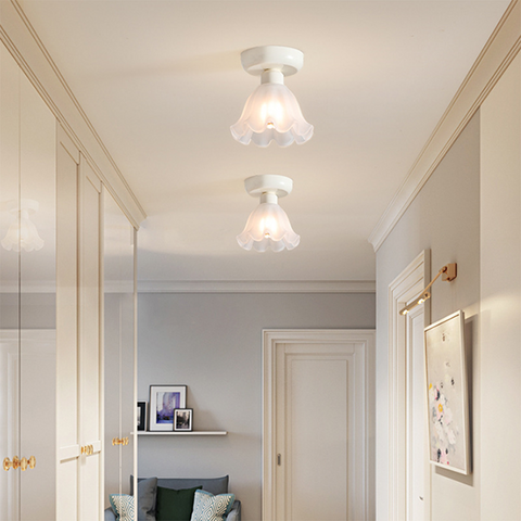 Glass Pumpkin Ceiling Light with Scalloped Shade