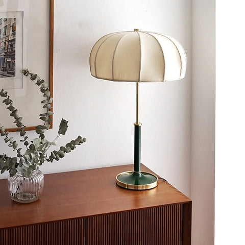 Table Lamp with Fabric Shade and Metal Base