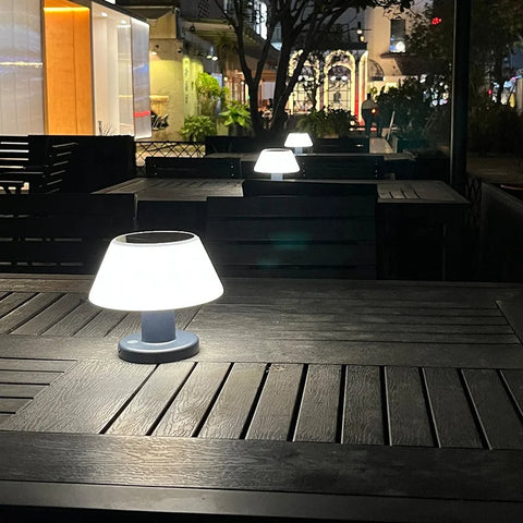 Solar-Powered LED Table Lamp with Wireless Design for Indoor and Outdoor Use