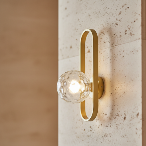 Wall Sconce with Oval Metal Frame and Glass Globe Shade