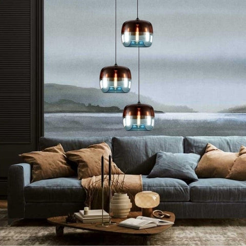 Retro Tinted Glass Pendant Light for Kitchen Islands and Dining Rooms