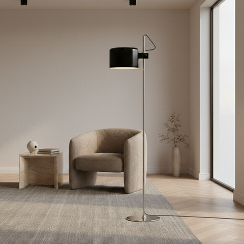 Floor Lamp with Adjustable Rounded Shade and Foot Switch Control