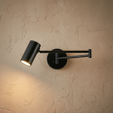 Wall Sconce with Adjustable Arm and Cylindrical Metal Shade