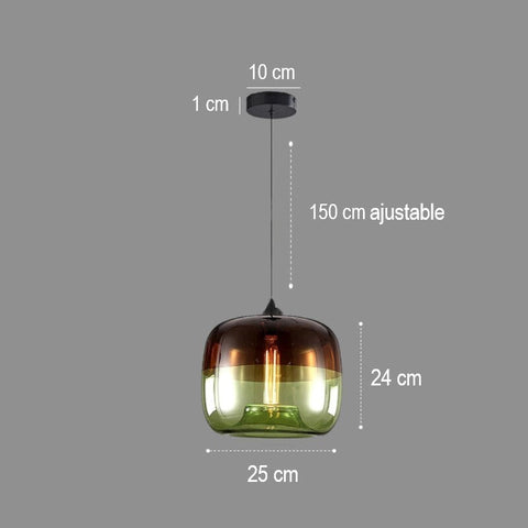 Retro Tinted Glass Pendant Light for Kitchen Islands and Dining Rooms