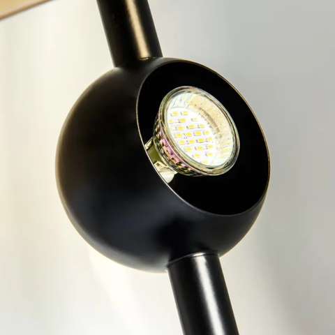 Floor Lamp with Glass Globe and Sculptural Metal Details