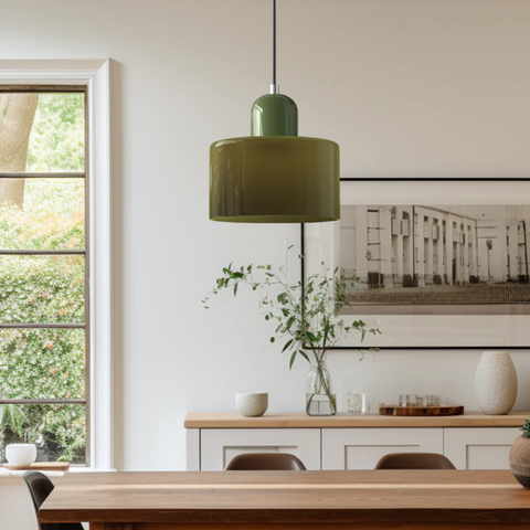 Retro Glass Pendant Light with Adjustable Cord for Ambient Lighting