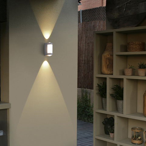 Rectangular LED Outdoor Wall Light with Up-and-Down Glow for Patios