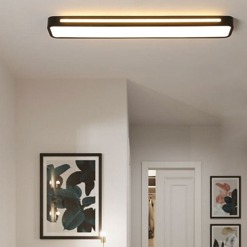 Long LED Flush Mount Ceiling Light with Rounded Frame for Interiors
