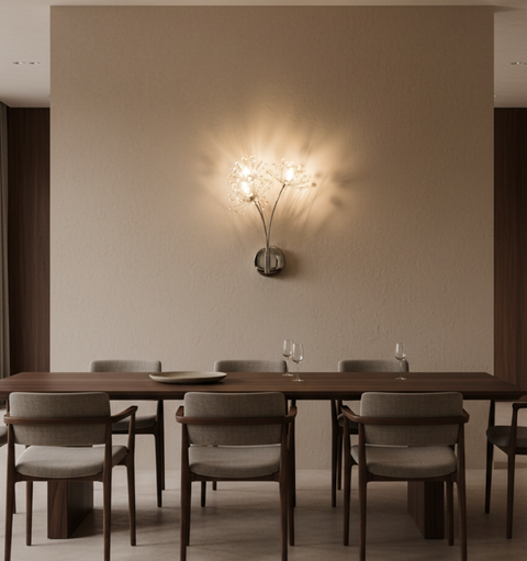 Wall Sconce with Dandelion-Shaped Crystal Clusters and LED Light