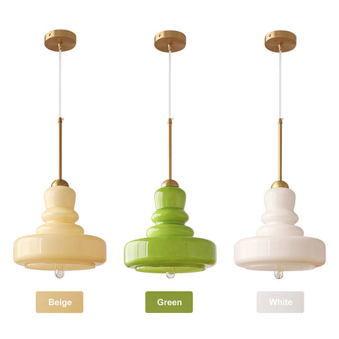 Glass Gourd Pendant Light with Tiered Shade