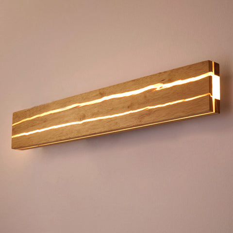 Wood LED Wall Sconce with Linear Light Detail