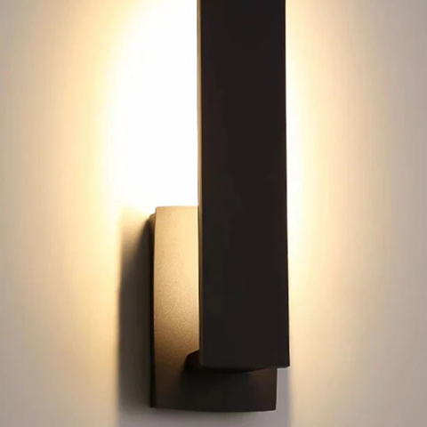 Outdoor Wall Sconce with Offset Metal Panel and LED Backlight