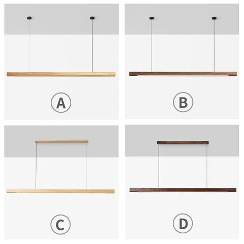Linear Wood-Look LED Pendant Light for Kitchen Islands and Dining Tables