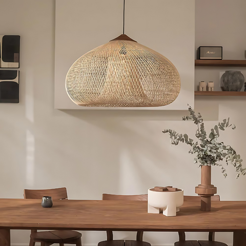 Pendant Light with Handwoven Rattan Shade