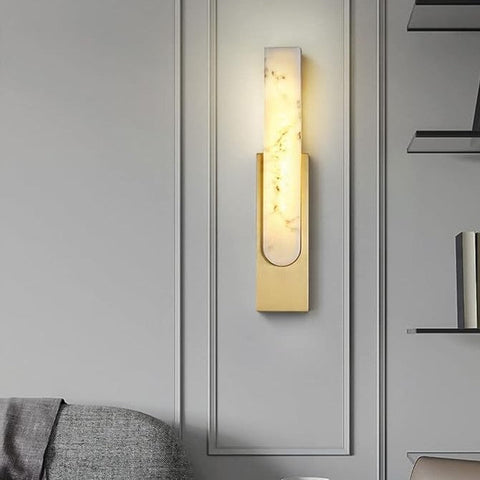 Modern Marble and Metal Wall Sconce for Hallway and Bedroom Lighting