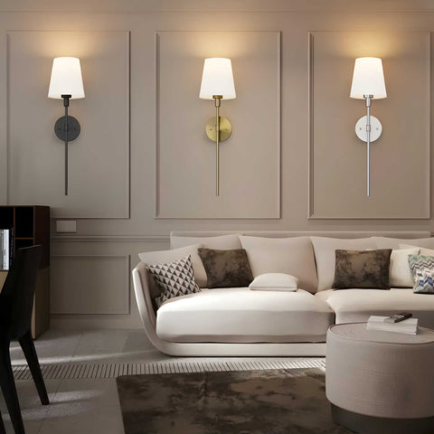 Modern Rechargeable LED Wall Lamp with Fabric Shade and Remote Control