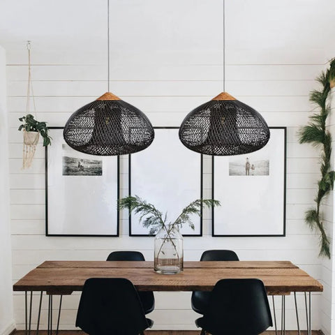 Pendant Light with Handwoven Rattan Shade