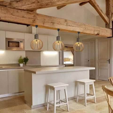 Scandinavian Wood Pendant Light for Kitchen Islands and Dining Rooms