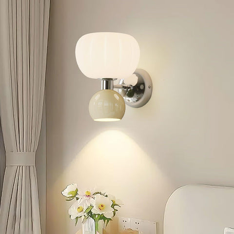 Wall Light with Glass Globe and Rounded Two-Tone Accent