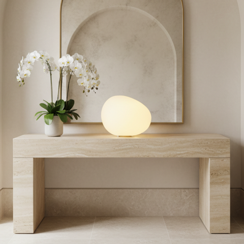 Table Lamp with Smooth Pebble Shape and Three Light Colors