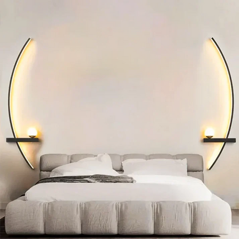 Curved LED Wall Sconce with Dual Lights and Modern Metal Frame
