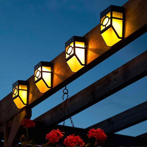 Solar LED Outdoor Wall Lights with Automatic Dusk Lighting, Set of Two