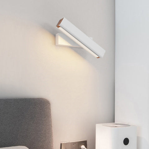 Rotating Wood and Metal LED Wall Sconce for Bedroom Reading Light