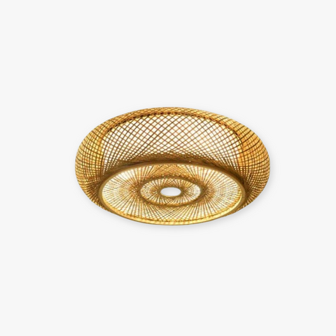 Woven Rattan Flush Mount Ceiling Light for Bedrooms and Living Rooms