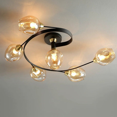 Glass Globe LED Flush Mount Ceiling Light for Dining Room Lighting