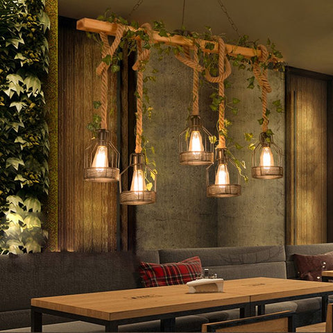 Rustic Wood Beam Pendant Light for Kitchen Island and Dining Room