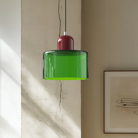Retro Glass Pendant Light with Adjustable Cord for Ambient Lighting