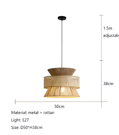 Pendant Light with Layered Handwoven Rattan Veil Shade