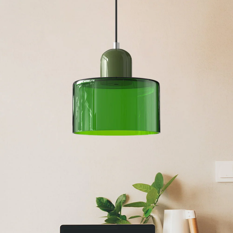 Retro Glass Pendant Light with Adjustable Cord for Ambient Lighting