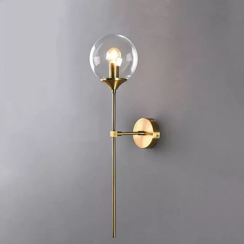 Brushed Metal and Glass Globe Wall Sconce for Modern Living Rooms