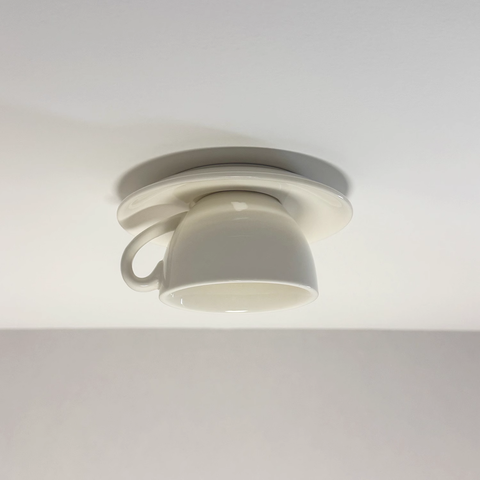 Ceramic Cup Flush Mount Ceiling Light for Bedrooms and Living Rooms