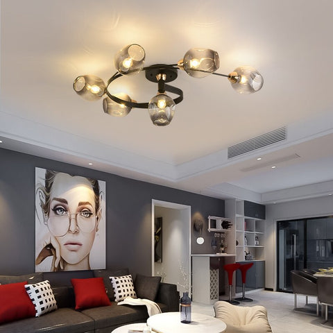 Glass Globe LED Flush Mount Ceiling Light for Dining Room Lighting
