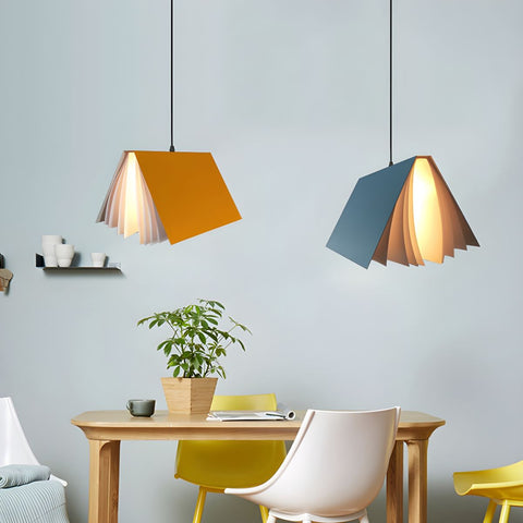 Pendant Light with Folded Book-Shaped Shade
