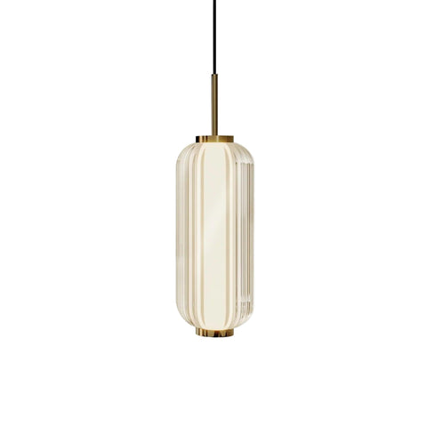Pendant Light with Ribbed Glass and Slim Linear LED Design