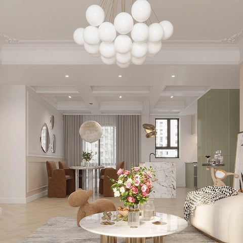 Glass Globe Chandelier for Living Room and Dining Room Lighting