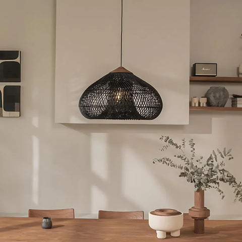 Pendant Light with Handwoven Rattan Shade