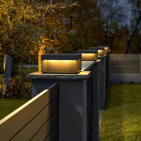 Outdoor Post Light with Square Glass Enclosure and LED Lighting