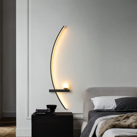 Curved LED Wall Sconce with Dual Lights and Modern Metal Frame