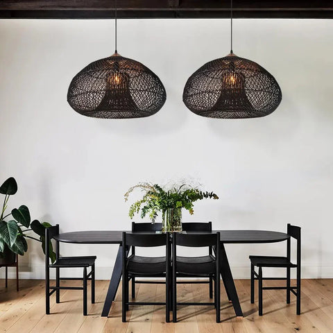 Pendant Light with Handwoven Rattan Shade