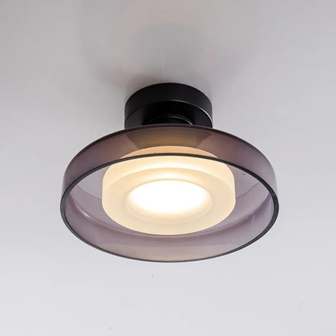 Ceiling Light with Rounded Glass Ring and Warm LED Lighting