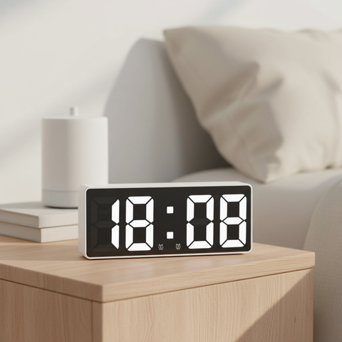 Digital Alarm Clock with LED Time and Temperature Display