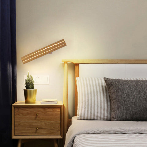 Wood LED Wall Sconce with Linear Light Detail