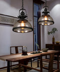 Industrial Glass Pendant Light with Metal Bowl Frame — product view