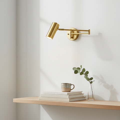 Wall Sconce with Adjustable Arm and Cylindrical Metal Shade