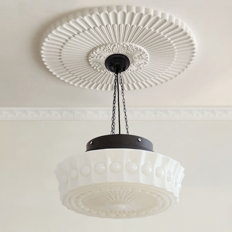 Glass Ceiling Light with Vintage Round Shade